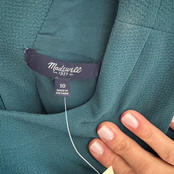 NWT Madewell Women's Sheath Green Fit Flare Textured Sleeveless Dress - Size 10 - Picture 5 of 8